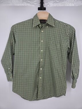 F.A. MacCluer Green Harvest Twill Gingham Button-Down Shirt Medium (7796)